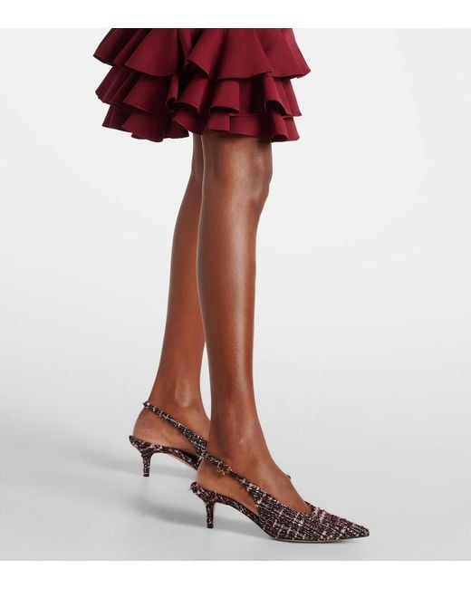 Gianvito Rossi Purple 55 Boucle Slingback Pumps