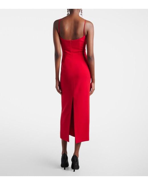 Magda Butrym Red Floral-Applique Wool-Blend Midi Dress