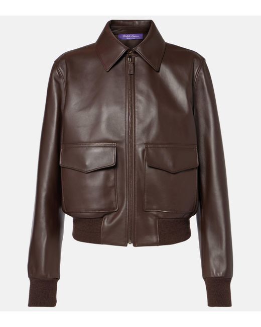 Ralph Lauren Brown Sullivan Leather Bomber Jacket