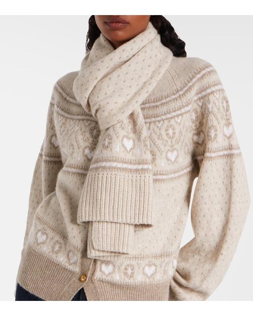 Khaite White Lucerne Fair Isle Cashmere Scarf