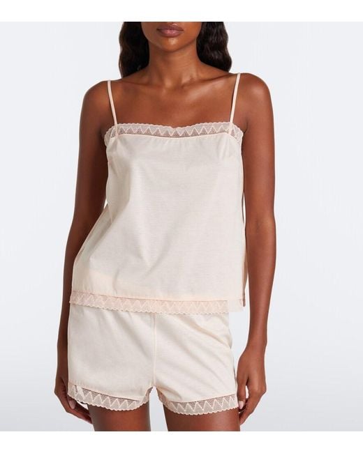 Eres Natural Sensoriel Lace-Trimmed Cotton Camisole