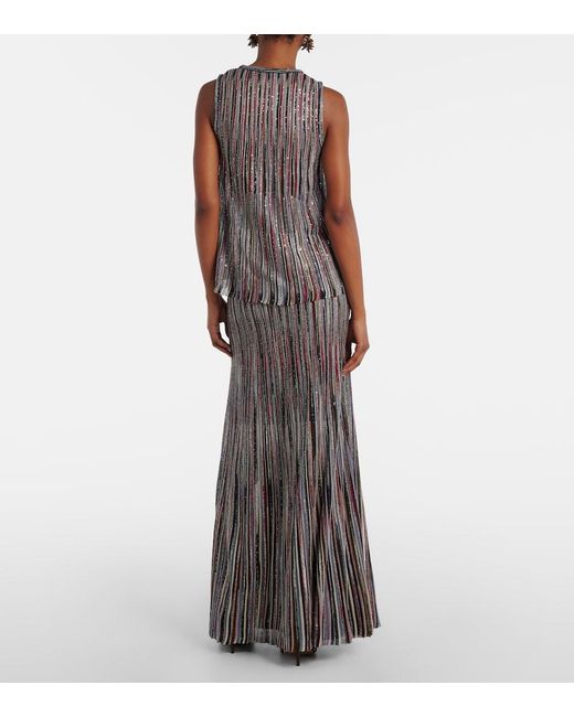 Missoni Multicolor Striped Lame Maxi Skirt