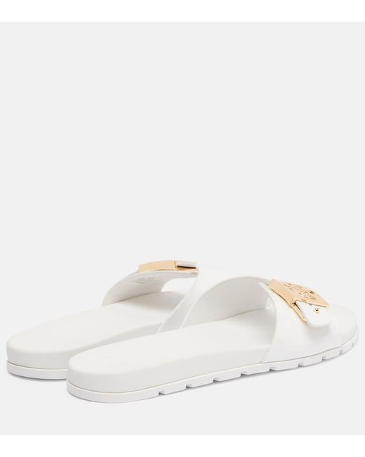 Tory Burch White Double T Slides
