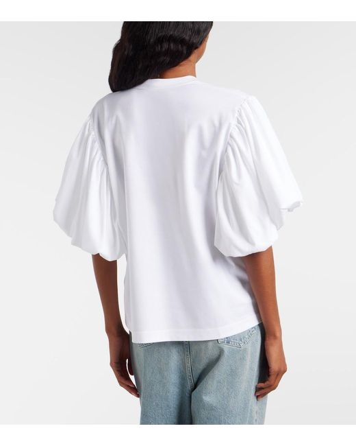 Noir Kei Ninomiya White Puff-Sleeve Cotton Jersey T-Shirt