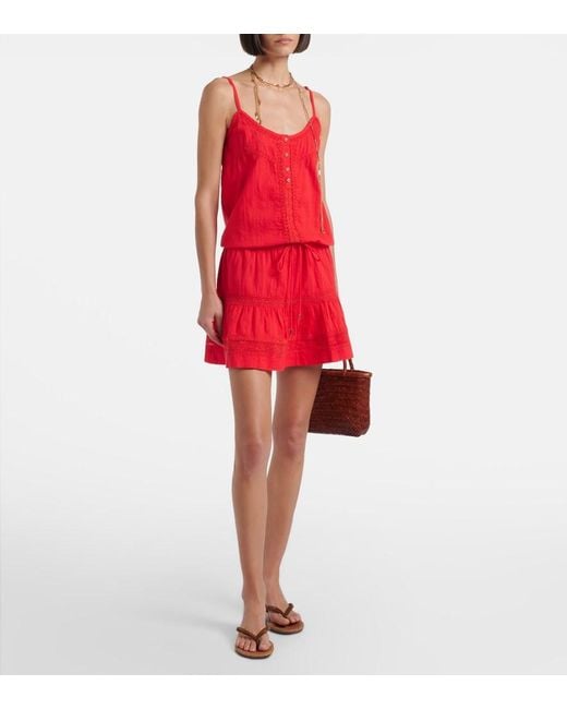 Melissa Odabash Red Kelly Crochet-Trimmed Cotton Minidress