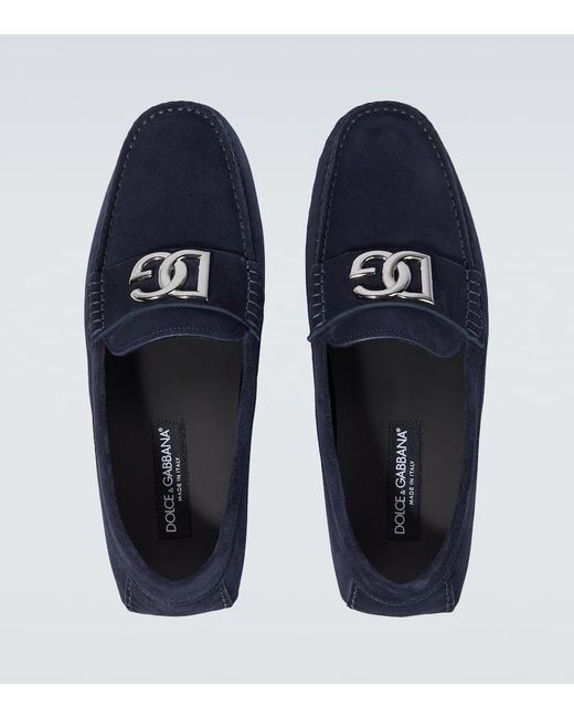 Dolce & Gabbana Loafers DG aus Veloursleder in Blue für Herren