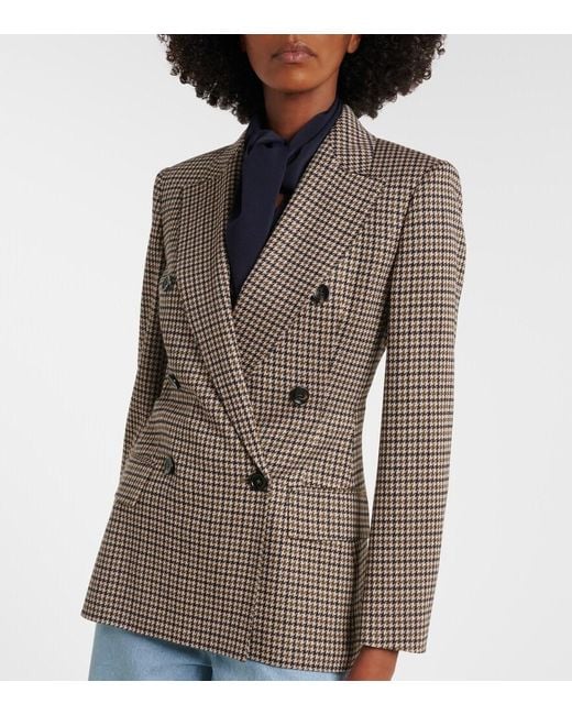 Max Mara Brown Houndstooth Double-Breasted Blazer