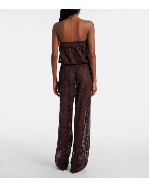 Melissa Odabash Purple Viv Off-Shoulder Cotton-Blend Jumpsuit