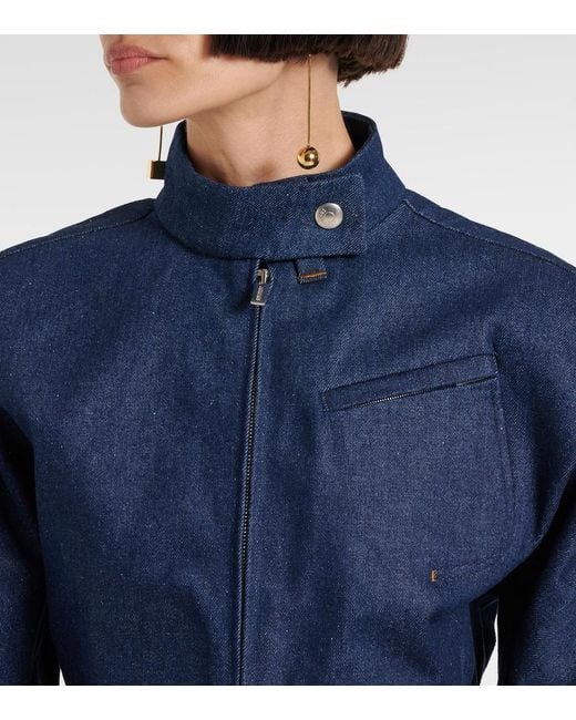 Jacquemus Blue Cropped Indigo Denim Moto Jacket