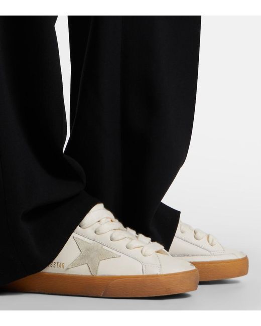 Golden Goose Deluxe Brand White Super-Star Shearling-Lined Leather Sneakers