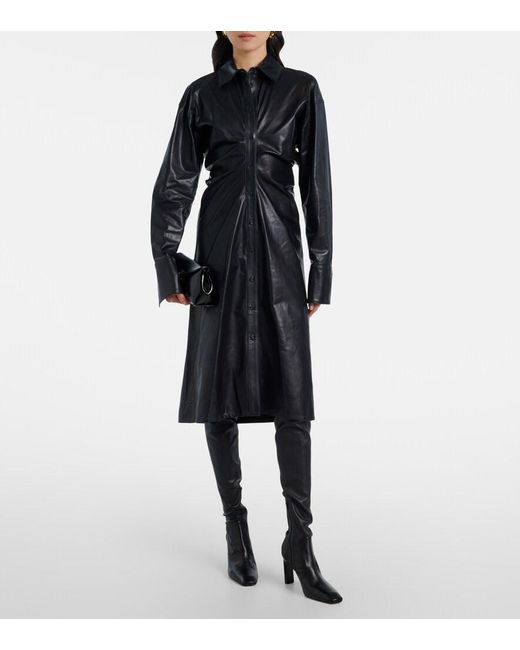 toteme leather dress Paneled leather midi dress in black - Toteme