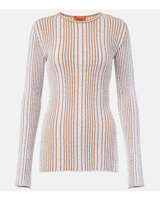 Missoni Pink Sequined Striped Sweater