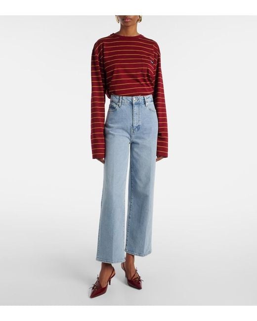 FRAME Blue The Wide High-Rise Wide-Leg Jeans