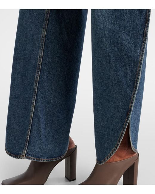 Alaïa Blue Mid-Rise Barrel-Leg Jeans