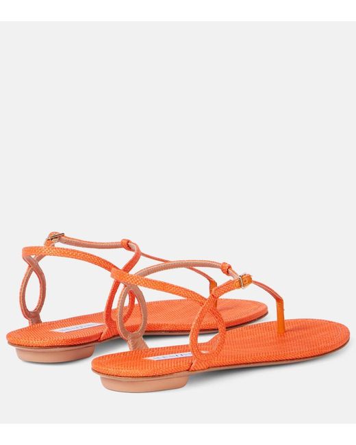 Aquazzura Red Almost Bare Raffia-Effect Sandals