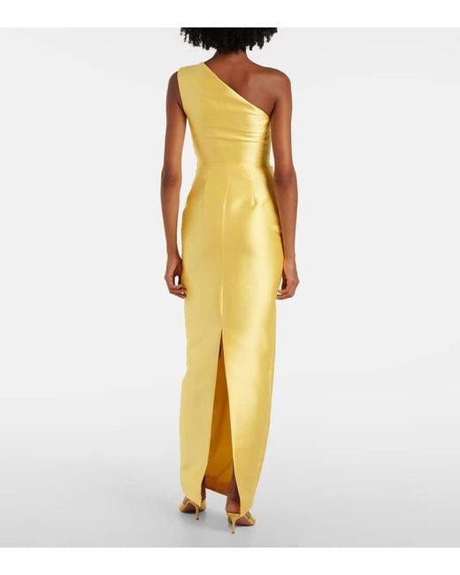 Solace London Yellow One-Shoulder-Maxikleid Kira Aus Twill