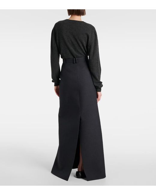 The Row Black Roux Wool And Silk Maxi Skirt