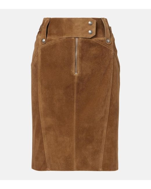 Tom Ford Brown Bleistiftrock Aus Veloursleder