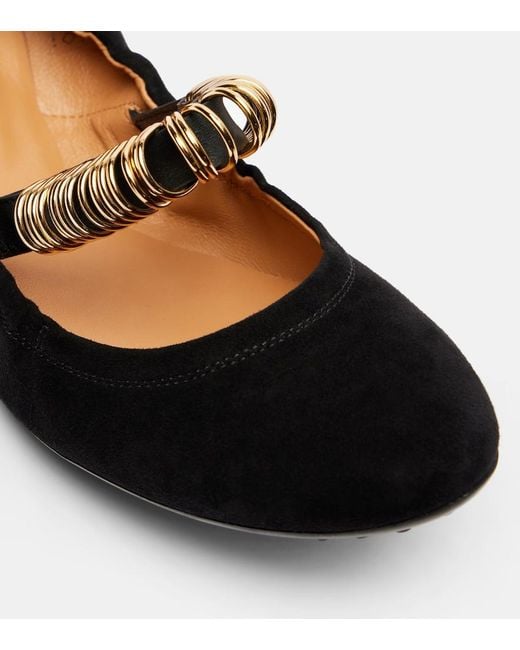 Tod's Black Dee Suede Mary Jane Flats