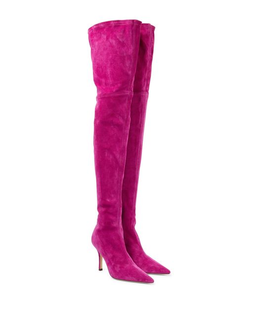 Stivali cuissardes in suede di Paris Texas in Pink