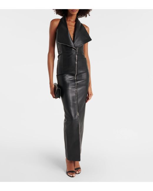 Amelie Maxi Gown - Black Faux Leather– EFFIE KATS