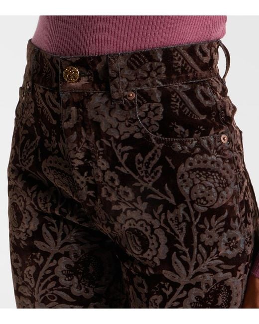 Chloé Black Bedruckte High-Rise-Hose Aus Samt