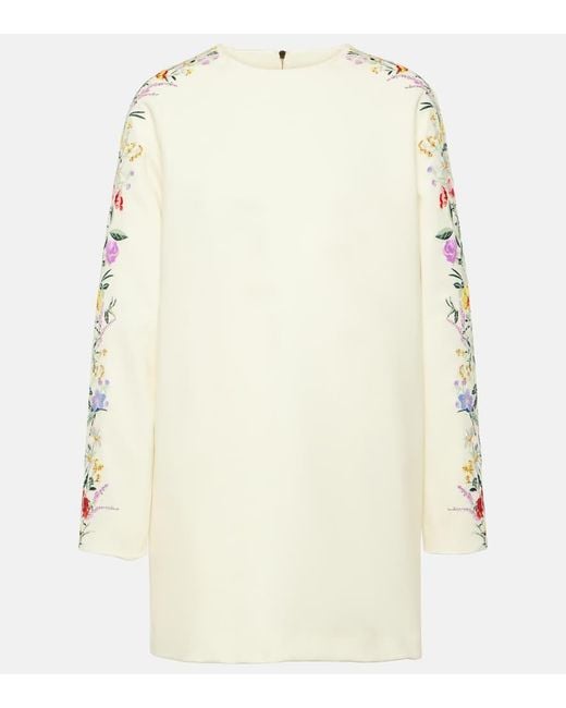 Max Mara Natural Leva Floral Wool-Blend Minidress
