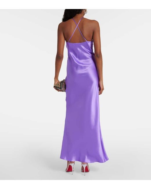 Vestido de seda charmeuse con aplique floral Rodarte de color Purple