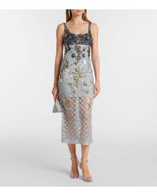 La Fuori Gray Nyx Bloom Aurora Embellished Cocktail Dress