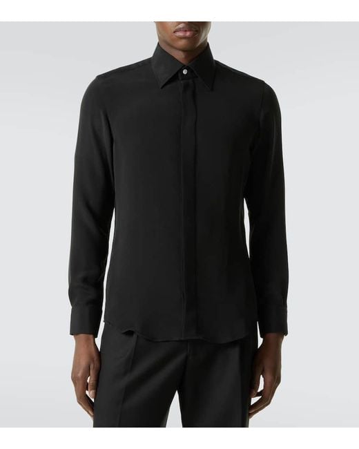 Thom Sweeney Black Silk Shirt for men