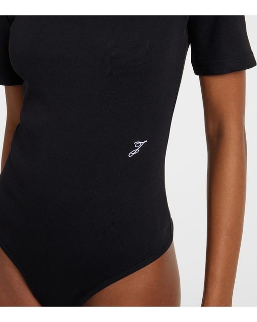 Jacquemus Black Embroidered Cotton Bodysuit