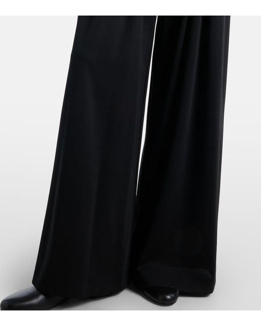 Max Mara Black Cocco Virgin Wool Jersey Wide-Leg Pants