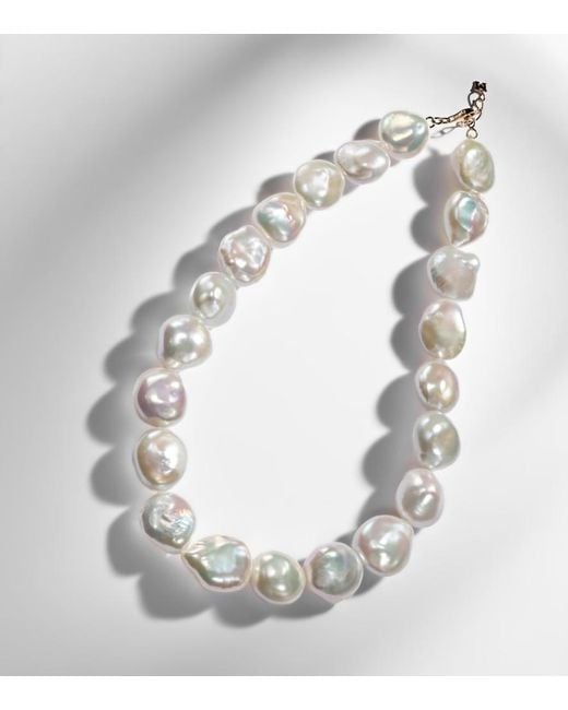 Mateo Metallic 14Kt Necklace With Pearls