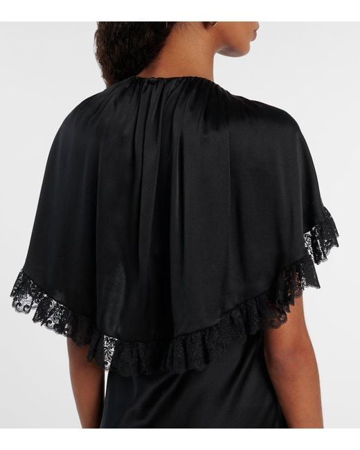 Robe Longue En Soie Et Dentelle Chloé en coloris Black