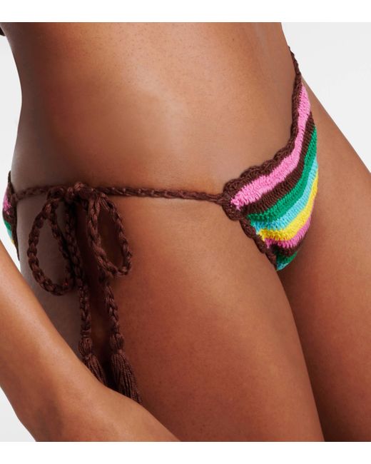 Anna Kosturova Brown Striped Crochet Bikini Bottoms