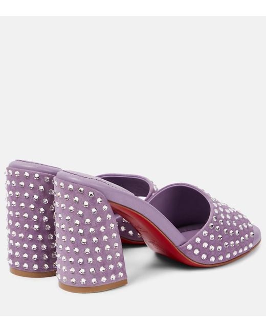 Christian Louboutin Purple Jane Embellished Suede Mules