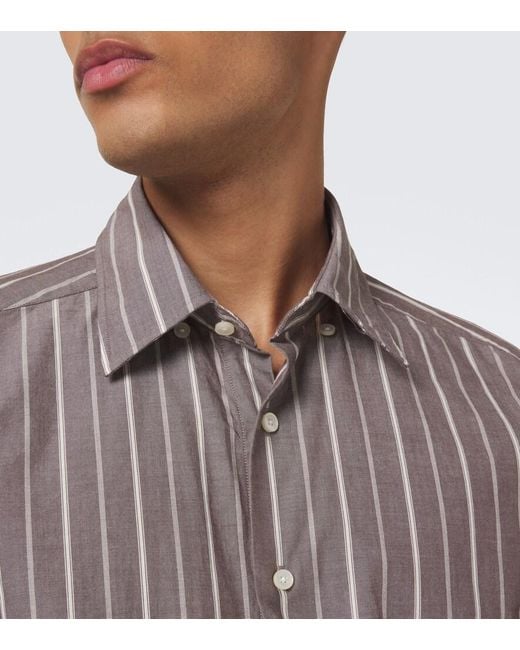 Slowear Brown Striped Cotton Shirt for men