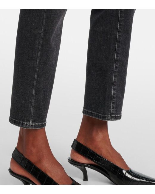 AG Jeans Blue Cropped Mid-Rise Slim Jeans