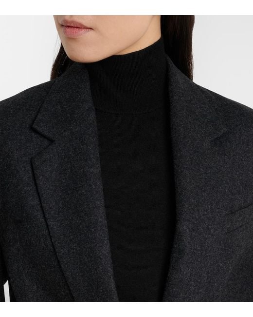 Totême  Black Wool-Blend Flannel Blazer