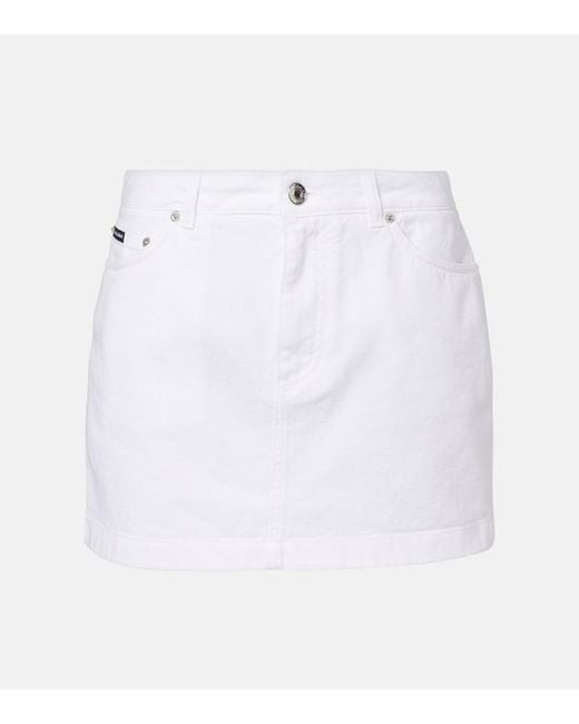 Dolce & Gabbana White Denim Miniskirt