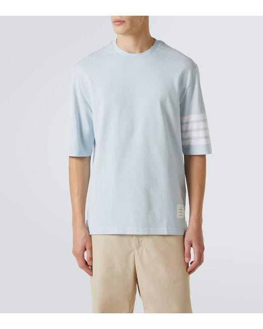 Thom Browne T-Shirt 4-Bar Aus Baumwoll-Jersey in Blue für Herren