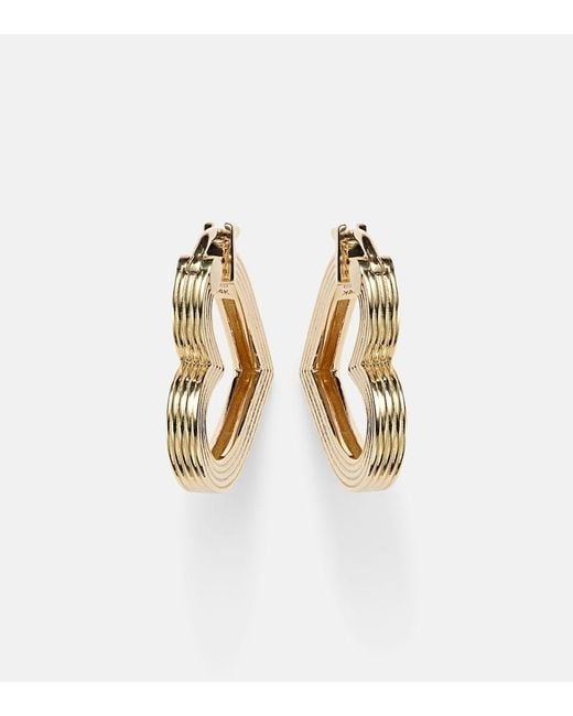 Sydney Evan White Flutted Heart 14Kt Earrings