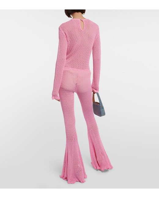 Blumarine Pink Crochet Flared Pants
