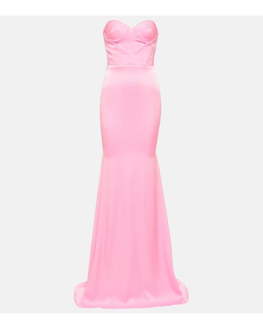 Alex Perry Pink Barkley Strapless Satin Crepe Gown