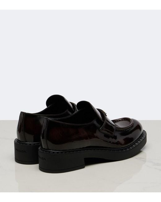 Prada Black Chocolate Leather Loafers