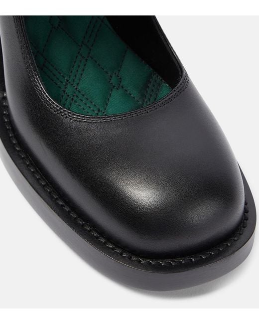 Burberry Black Stirrup 85 Leather Pumps - Women's - Calf Leather/cotton/calf Leather
