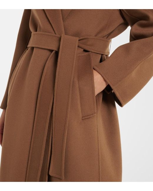 Max Mara Brown Virgin Wool Wrap Coat