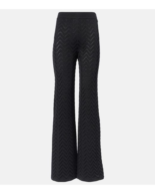 Missoni Blue High-Rise Cotton-Blend Wide-Leg Pants