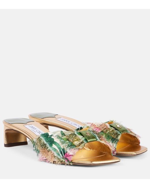 Jimmy Choo Yellow Annika 35 Embellished Mules
