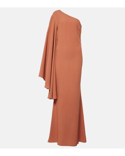 ‎Taller Marmo Orange Sifnos One-Shoulder Crepe Cady Gown